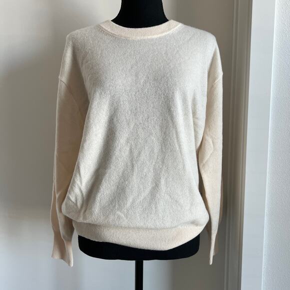 J Crew Cashmere Relaxed Crewneck Sweater Womens XS Heather Muslin Flaw - Picture 1 of 13